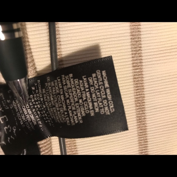 Bebe New Strapless Fold Over Metallic Gold and Cream Knit Dress New with Tags - Picture 6 of 6